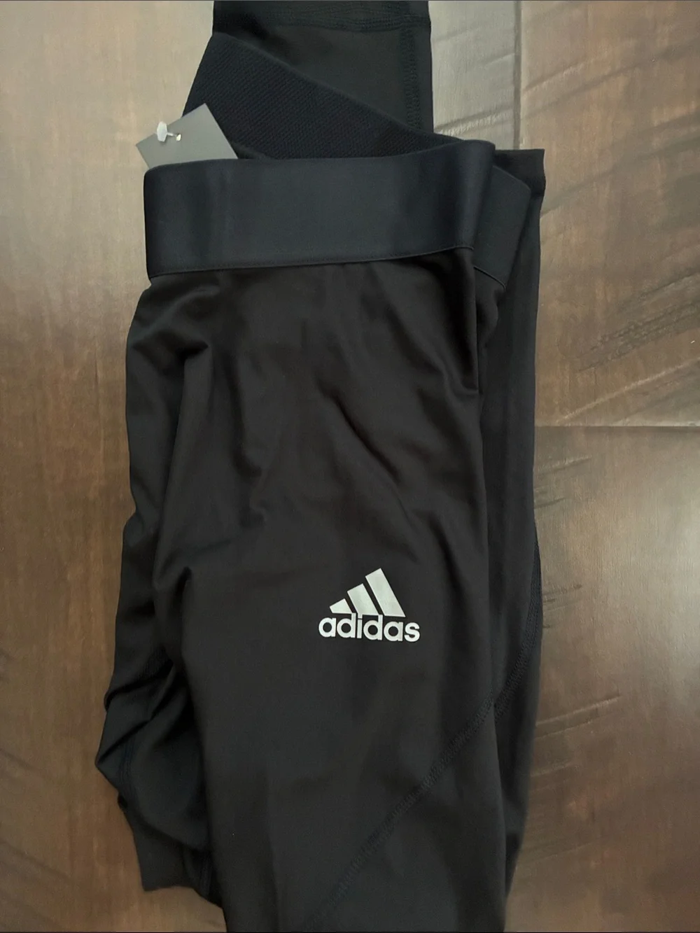 adidas Men’s large Black Athletic Leggings with Reflective Logo